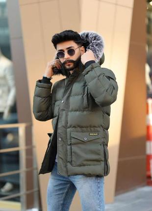 Куртка зимняя stone island хаки мужская