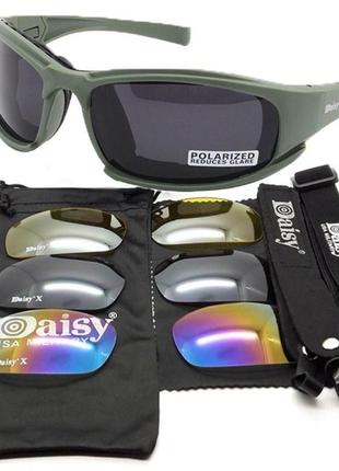 Защитные тактические очки олива + 7 комплектов линз. толщина линз 2 мл-увеличенная