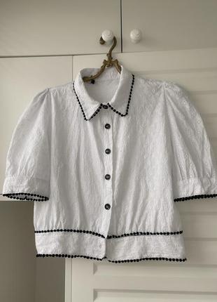 100% хлопок белая короткая блуза