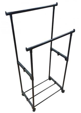 Стійка-вішалка для одягу та взуття в гардеробну double pole clothes horse mini чорна