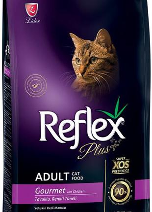 Reflex plus сухий корм для котів gourmet з куркою 15 кг