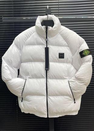 Куртка зимняя stone island белая мужская