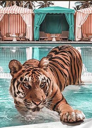 Алмазна мозаїка на підрамнику брутальний тигр на відпочинку 30х40 см (heg86870)1 фото