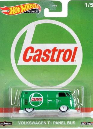 Машинка hot wheels premium - volkswagen t1 panel bus - 2023 vintage oil (1/5) - castrol - pop culture - hkd01