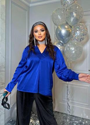 Жіноча елегантна шовкова блуза на захід із довгим рукавом