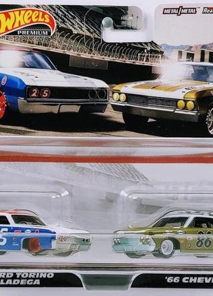 Машинки hot wheels premium - '69 ford torino talladega & '66 chevelle - 2022 classic stock cars 2-pack car culture - hff31