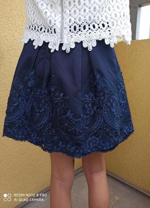 Очень красивая синяя школьная юбка на девочку рост 1283 фото