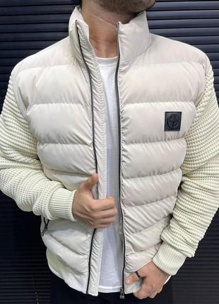 Куртка зимняя stone island беж мужская
