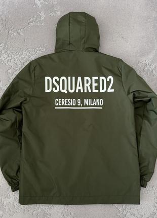 Вітрівка чоловіча dsquared2 весняна осіння куртка з капюшоном хакі3 фото