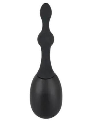 Чорний, силіконовий, анальний душ з рельєфною насадкою горошина (14 см)