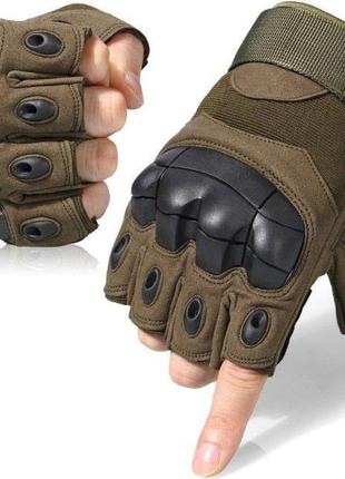 Тактичні перчатки хакі без пальців
