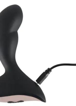 Черный, силиконовый вибромассажер простаты усмешка с usb-кабелем, длина 12.6 см