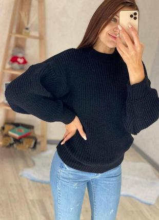 Женский стильный повседневный теплый вязаный свитер оверсайз2 фото