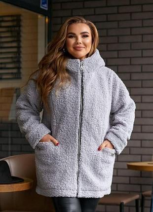Женская стильная демисезонная куртка искусственный мех овчина батал9 фото