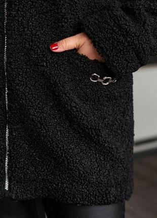 Женская стильная демисезонная куртка искусственный мех овчина батал7 фото