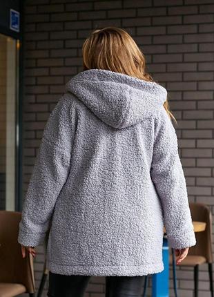 Женская стильная демисезонная куртка искусственный мех овчина батал8 фото