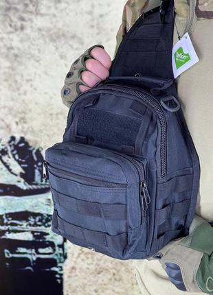 Тактическая плечевая сумка черная тактическая армейская военная штурмовая