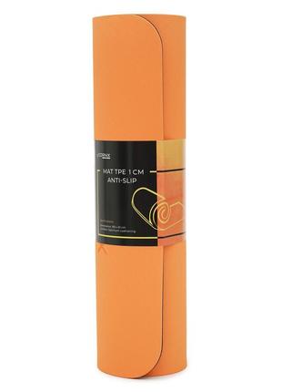 Килимок спортивний cornix tpe 183 x 61 x 1 см для йоги та фітнесу xr-0091 orange/black4 фото
