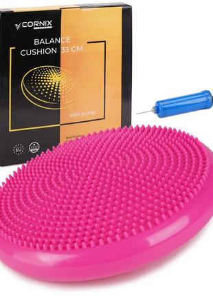 Балансировочная подушка-диск cornix 33 см (сенсомоторная) массажная xr-0055 pink1 фото