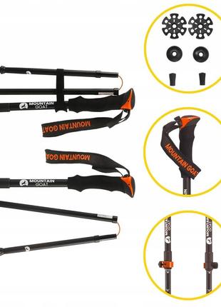 Треккинговые палки mountain goat pro+ 43-130 см mg0008 black/orange5 фото