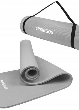 Коврик (мат) для йоги и фитнеса springos nbr 1 см yg0032 grey6 фото