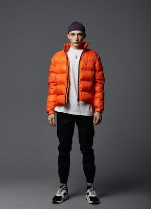 Короткая весенняя куртка-пуховик holla оранжевая3 фото