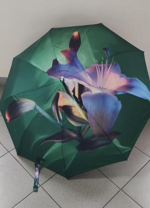 Зонт женский полуавтоматический flagman c цветочным принтом 9 спиц анти-ветер1 фото