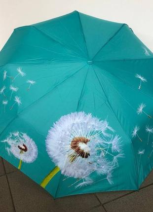 Зонтик женский полуавтоматический toprain с одуванчиком зеленый1 фото