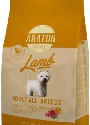 Повноцінний сухий корм для дорослих собак з ягнятиною araton lamb adult all breeds 3кг