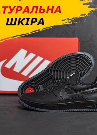 Черные кроссовки мужские найк осенние, кожаные спортивные кроссовки nike осень-весна *240-91 черн*1 фото