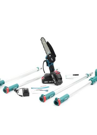 Высоторез аккумуляторный makita duc 155z (24v, 5ah, шина 15 см) мини-пила со штангой 2 метра макита