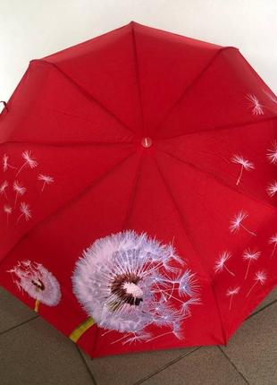 Зонтик женский полуавтоматический toprain с одуванчиком красный
