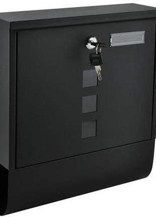 Почтовый ящик - черный с местом тубусом для газет и листовок malatec 6244 польша