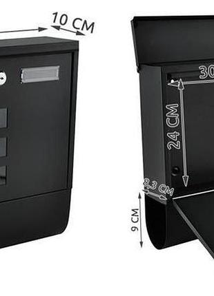 Почтовый ящик - черный с местом тубусом для газет и листовок malatec 6244 польша