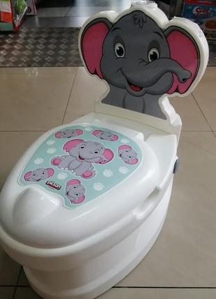 Детский горшок унитаз свет звук сифона, держатель туалетной бумаги слоник pilsan3 фото