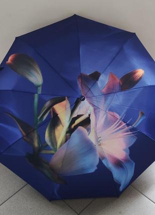 Зонт женский полуавтоматический flagman c цветочным принтом 9 спиц анти-ветер
