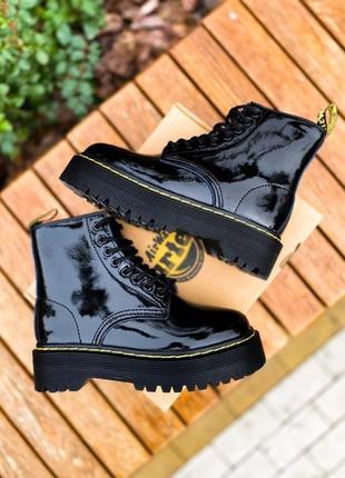 Черевики зимові з хутром dr.martens jadon patent black fur черевики з хутром