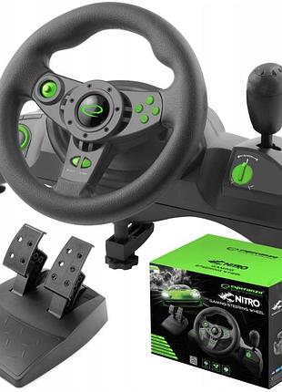 Ігрове дротове кермо для пк esperanza egw102 кермо з коробкою передач та педалями  для комп'ютера