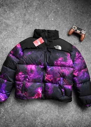 Куртка зимняя в стиле the north face принт космос1 фото