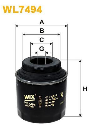 Фильтр масляный audi, seat, skoda, volkswagen 1.2tsi, 1.4tsi wix filters - (wl7494)