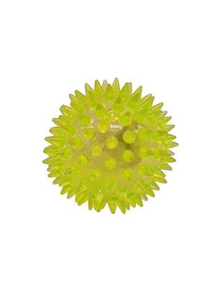 Мяч массажный ms 1137-1 6,5 см, пищалка,световые эффекты (желтый)1 фото