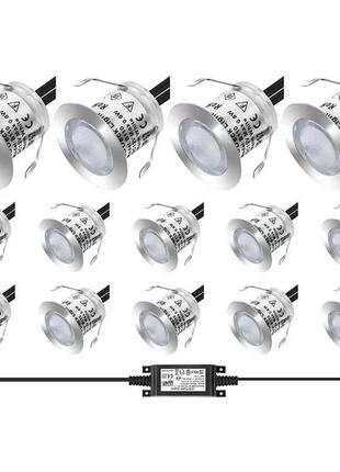 Встраиваемые точечные светильники ledmo 12v с теплым белым светом с трансформатором комплект 14шт.4 фото