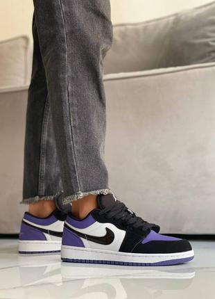 Женские кроссовки nike air jordan retro 1 low violet white black скидка sale &lt;unk&gt; smb