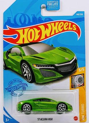 Машинка hot wheels - '17 acura nsx - 2021 turbo (#148) green - gtc58