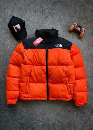 Куртка зимняя в стиле the north face оранжевая