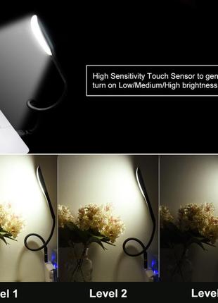 Usb лампа гибкая светодиодная для ноутбука повербанка usb зарядки ночник лампа для чтения 5 вольт сенсорная6 фото