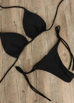 Чёрный купальник женский раздельный, купальник на высокой посадке, купальник с высокими плавками модный