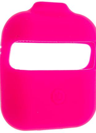 Силиконовый чехол wuw с ремешками для наушников airpods/airpods 2 розовый (hot pink)