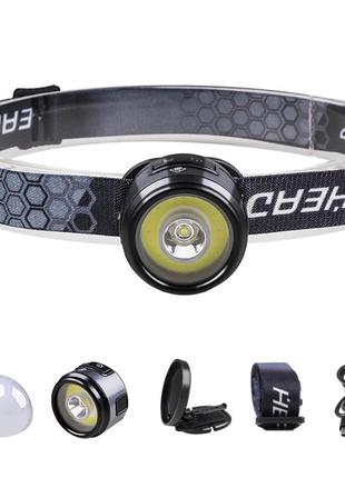 Ліхтар акумуляторний налобний кемпінговий headlamp 6550 з магнітом гачком акумулятора заряджання type-с