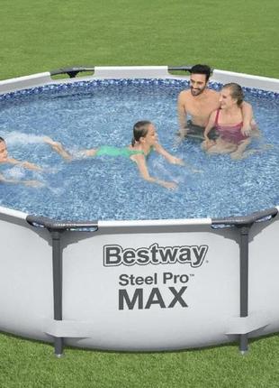 Каркасный бассейн c фильтром и насосом bestway steel pro max 56408 305х76 см 4678 л фильтр-насос польша8 фото